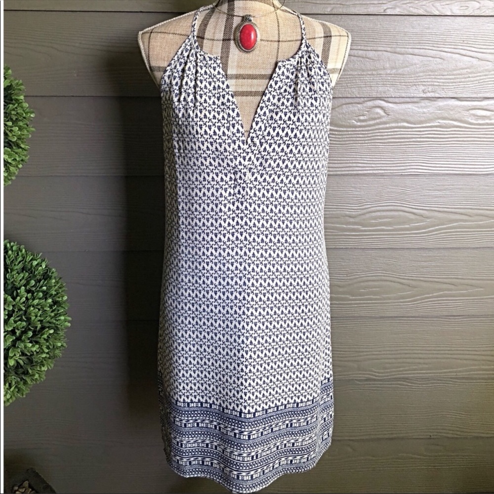 Anthropologie’s Skies are Blue halter floral print border dress